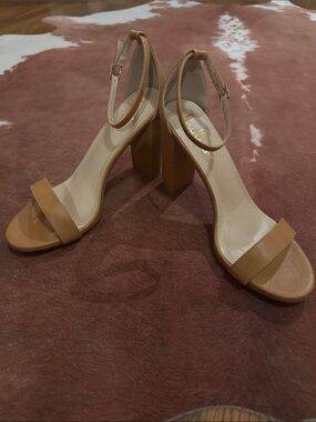 Lulu's Tan Ankle-Strap Block Heels